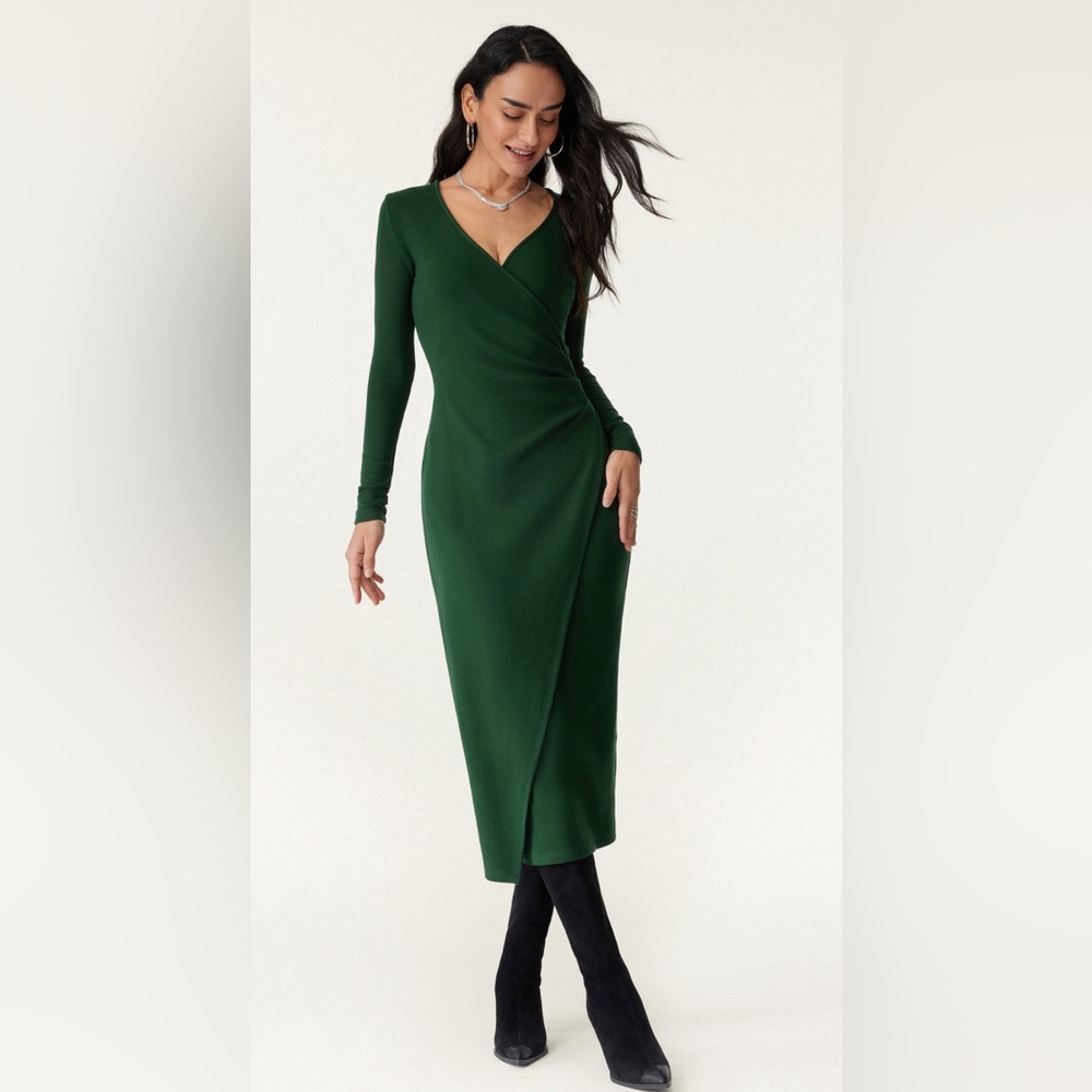 New With Tags OGL Move Forest Green XL Dress Long Sleeve Knee Length